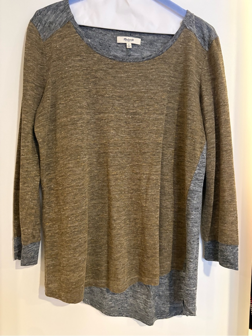 Madewell All Around Colorblock Long Sleeve Tee Gray Green- excellent condition